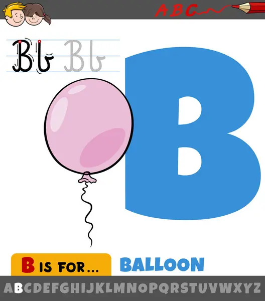 Educatieve Cartoon Illustratie Van Letter Uit Alfabet Met Ballon Object Rechtenvrije Stockillustraties