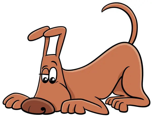 Illustrazione Cartone Animato Divertente Annusare Marrone Cane Personaggio Animale Fumetto Vettoriali Stock Royalty Free