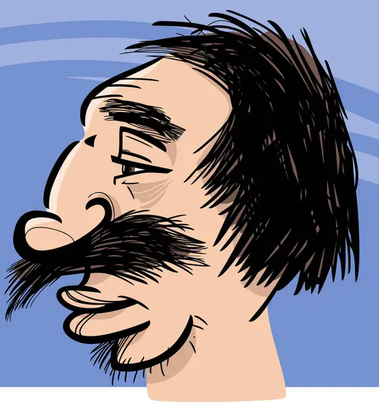 Potret Karikatur Manusia Wajah Sketsa Gambar Kartun Ilustrasi - Stok Vektor
