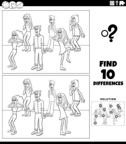 Dibujos Animados Ilustración Encontrar Las Diferencias Entre Imágenes Juego Educativo Vector de stock