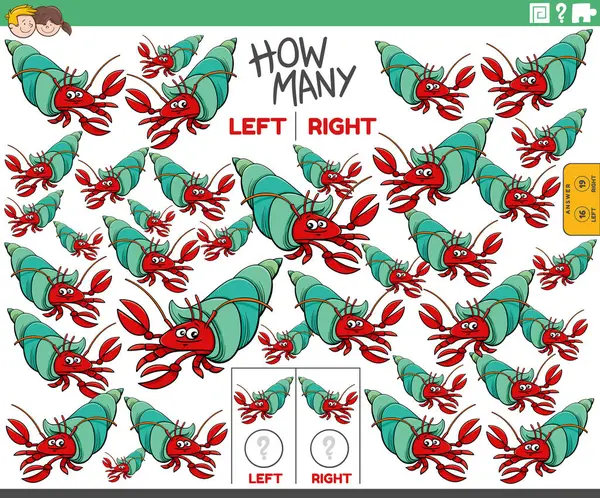Cartoon Ilustrace Vzdělávací Hra Počítání Vlevo Vpravo Orientované Obrázky Poustevníka Stock Vektory