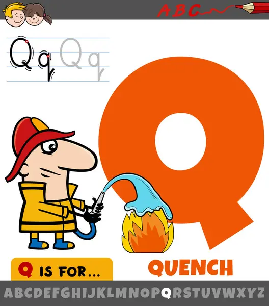 从字母Q到淬火短语的教育卡通画 — 图库矢量图片#