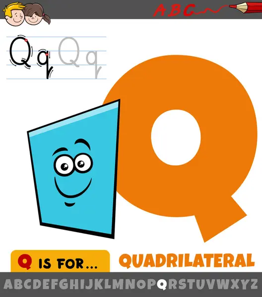Educational Cartoon Illustration Letter Alphabet Quadrilateral Shape — Vetor de Stock