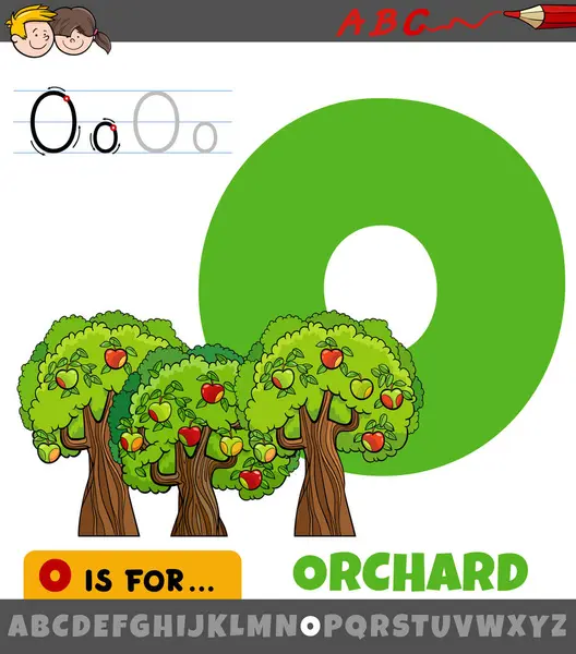 Educational Cartoon Illustration Letter Alphabet Orchard - Stok Vektor