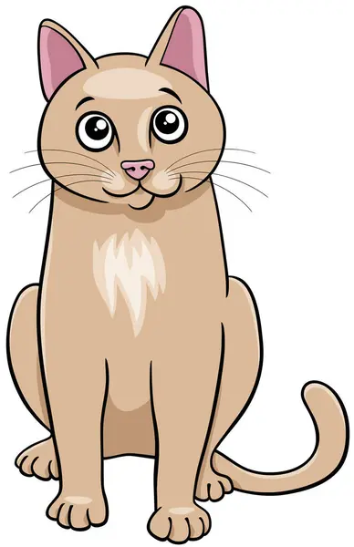 Illustrazione Dei Cartoni Animati Divertente Personaggio Animale Comico Gatto Beige — Vettoriale Stock