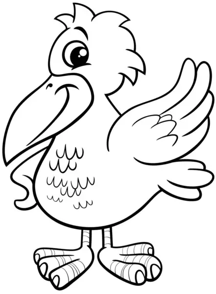 Cartoon Illustration Fantasy Bird Comic Animal Character Coloring Page - Stok Vektor