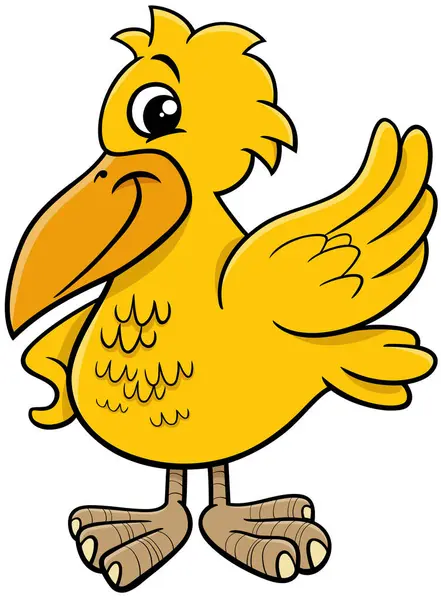 Cartoon Illustration Fantasy Yellow Bird Comic Animal Character — Vetor de Stock