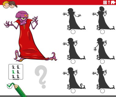 Uzaylı karakterli gölge eğitim aktivitesine doğru resmi bulmanın çizgi film çizimi