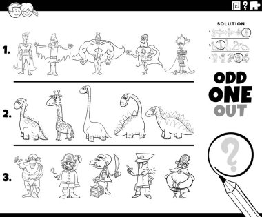 çizgi film çizimi çizgi roman karakterleri boyama sayfası olan çocuklar için eğitici bir oyun.