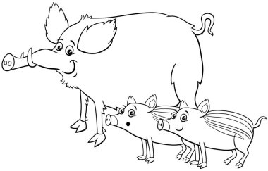 Yaban domuzu boyama sayfası olan komik yaban domuzu çizgi film karakteri.