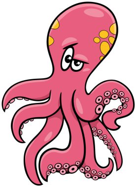 Komik ahtapot deniz hayvanı karakterinin çizgi film çizimi