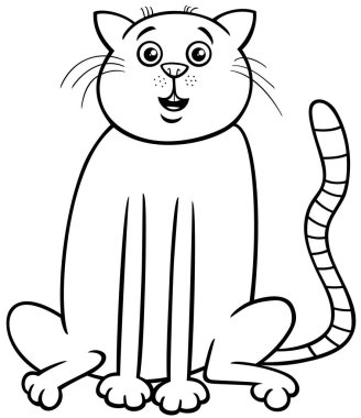 Komik kedi çizgi roman karakteri renklendirme sayfasının çizgi film çizimi