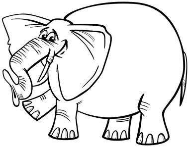 Komik fil çizgi roman karakteri renklendirme sayfası çizimi
