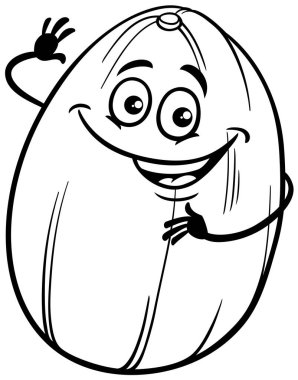 Mutlu karpuz meyvesi çizgi roman karakteri boyama sayfasının çizimi