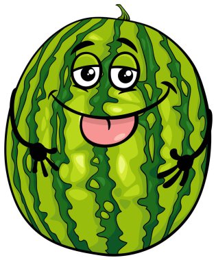 komik karpuz meyve yemek çizgi karakter karikatür çizimi