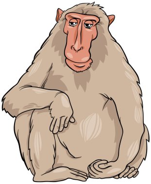 Komik maymun primat hayvan karakterinin karikatür çizimi
