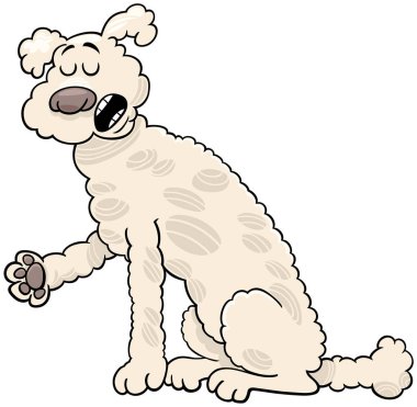 Safkan kaniş köpeği hayvan karakterinin çizgi film çizimi