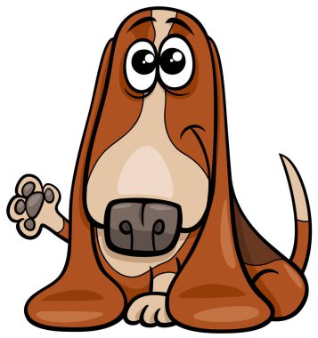 Tatlı safkan av köpeği karakterinin çizgi film çizimi.