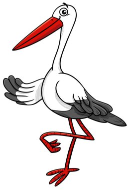 Leylek kuş hayvan karakter karikatür çizimi