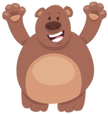 Mutlu boz ayı hayvan karakter karikatür çizimi