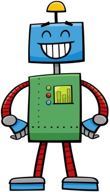 Mutlu robot fantezi karakterinin çizgi film çizimi