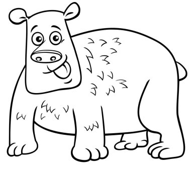 Vahşi hayvan karakter boyama sayfasının çizgi film çizimi