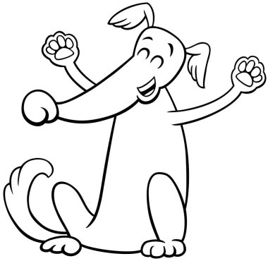 Mutlu köpek hayvan karakter boyama sayfasının çizgi film çizimi