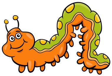 Sevimli tırtıl böcek hayvan karakterinin çizgi film çizimi