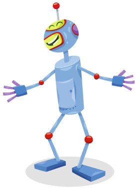 Komik robot ya da android fantezi karakterinin çizgi film çizimi