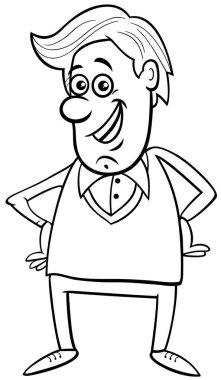 Komik adam ya da erkek karakter boyama sayfasının çizgi film çizimi