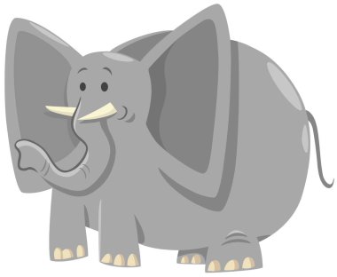 Komik Afrika fili hayvan karakterinin çizgi film çizimi