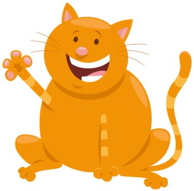 Komik sarı kedi ya da yavru kedi hayvan karakter karikatür çizimi