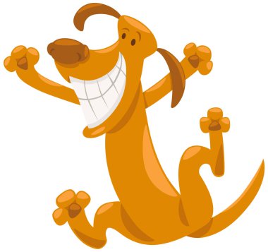 Mutlu kahverengi köpek hayvan karakter karikatür çizimi