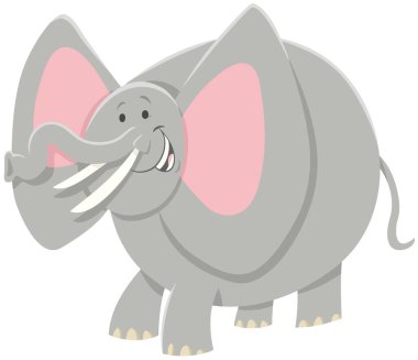 Komik gri fil hayvan karakterinin çizgi film çizimi