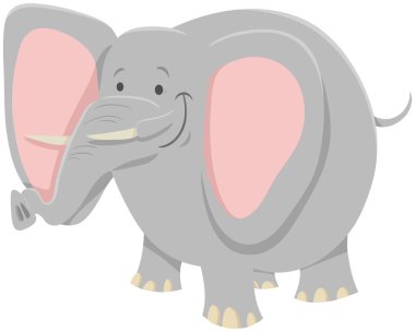 Komik Afrika Fili Vahşi Hayvan Karakterinin Çizgi Film Çizimi