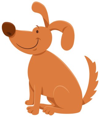 Komik kahverengi köpek hayvan karakter karikatür çizimi