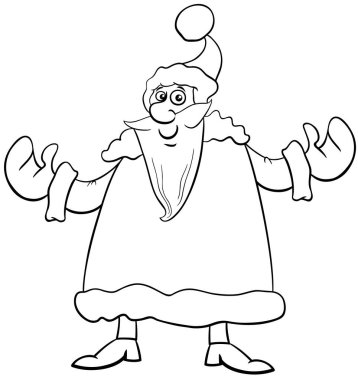 Noel Baba 'nın Noel zamanı boyama sayfasında karikatür çizimi