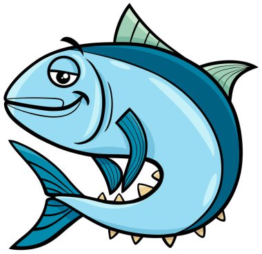 Komik orkinos balığının çizgi film çizimi. Deniz yaşamı hayvan karakteri.