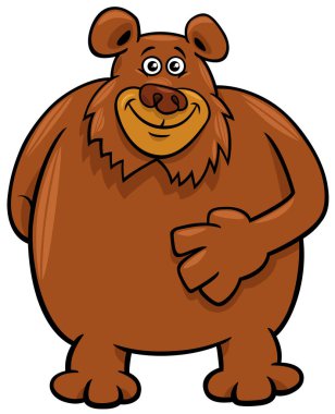 Komik kahverengi ayı ya da boz hayvan karakterinin çizgi film çizimi