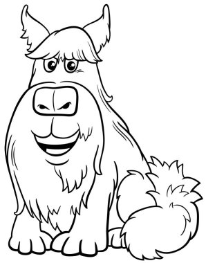 Köpek hayvan karakteri renklendirme sayfasının çizgi film çizimi