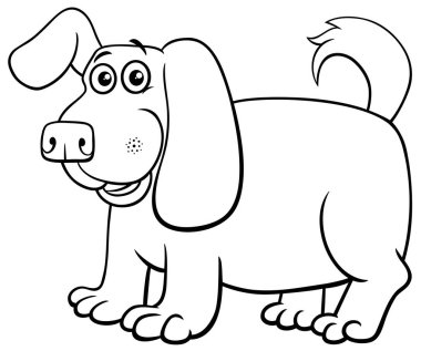 Komik köpek çizgi roman karakteri boyama sayfasının çizgi film çizimi