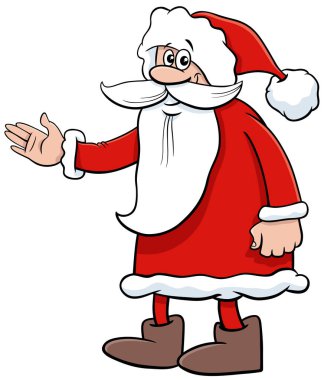 Mutlu Noel Baba karakterinin Noel zamanı karikatür çizimi