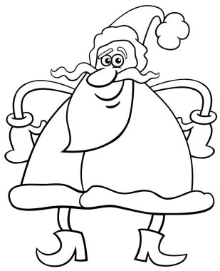 Noel Baba 'nın komik çizgi roman karakteri Noel zamanı boyama sayfasında çizilmiş.