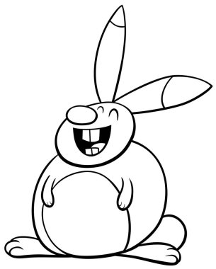 Mutlu tavşan çizgi roman karakteri boyama sayfası çizimi