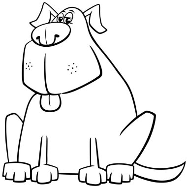 Komik köpek çizgi roman karakteri boyama sayfasının çizgi film çizimi