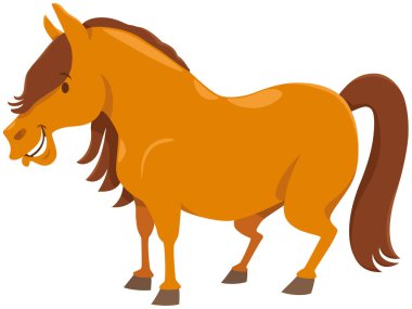 At ya da midilli çiftlik hayvanı karakterinin çizgi film çizimi