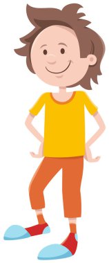 Komik ilkokul ya da ergen çocuk karakterinin çizgi film çizimi