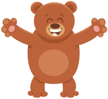 Mutlu kahverengi ayı vahşi hayvan karakterinin çizgi film çizimi