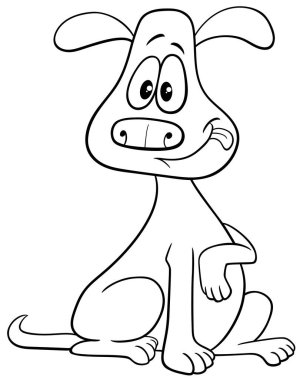 Komik köpek çizgi roman karakteri boyama sayfasının çizgi film çizimi