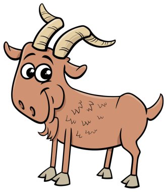 Komik dağ keçisi hayvan karakterinin çizgi film çizimi